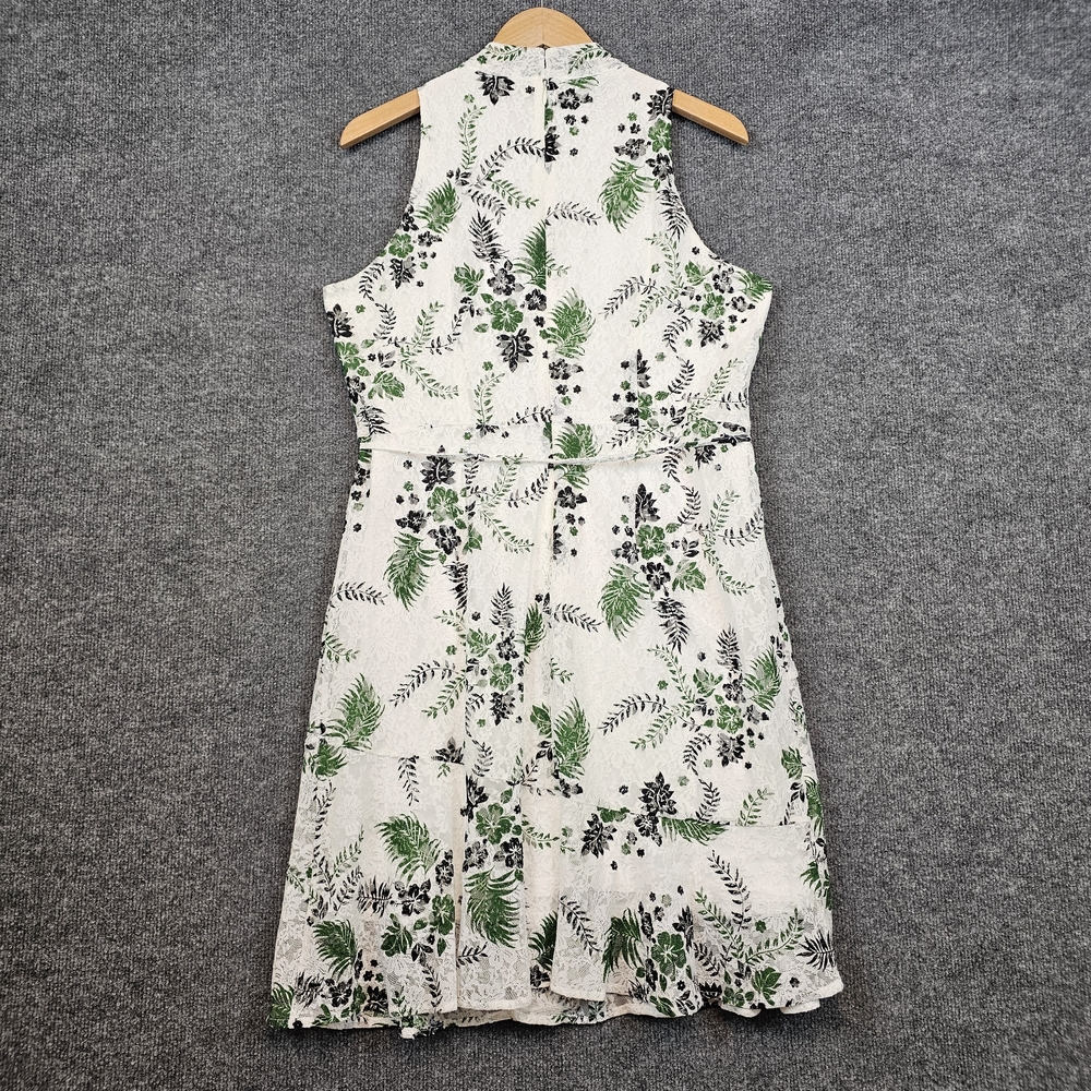Floral Sleeveless Dress - Green and Black